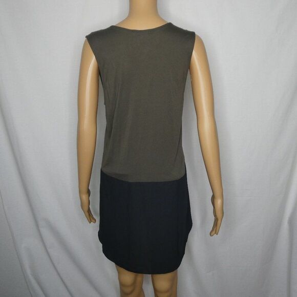 1.State Color Block Sleeveless Tunic Top Layered Medium Hi Low Olive Green Black - Picture 9 of 10
